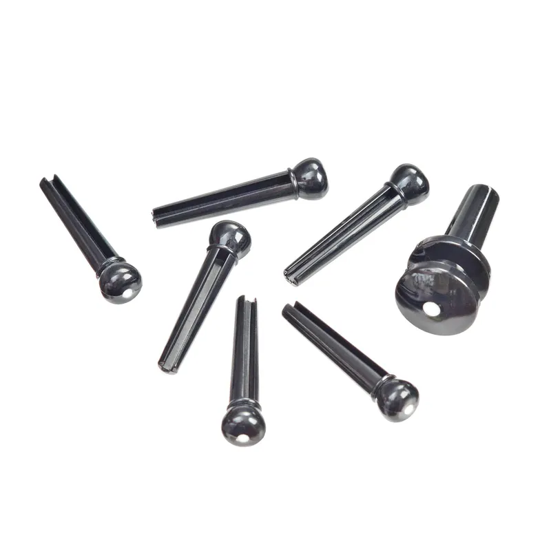 Discount D'Addario Acoustic Guitar Bridge Pin Set, Black w/ White Inlay