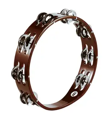 Hot Picks MeinlTraditional Wood Tambourine, Double Row - Steel Jingles