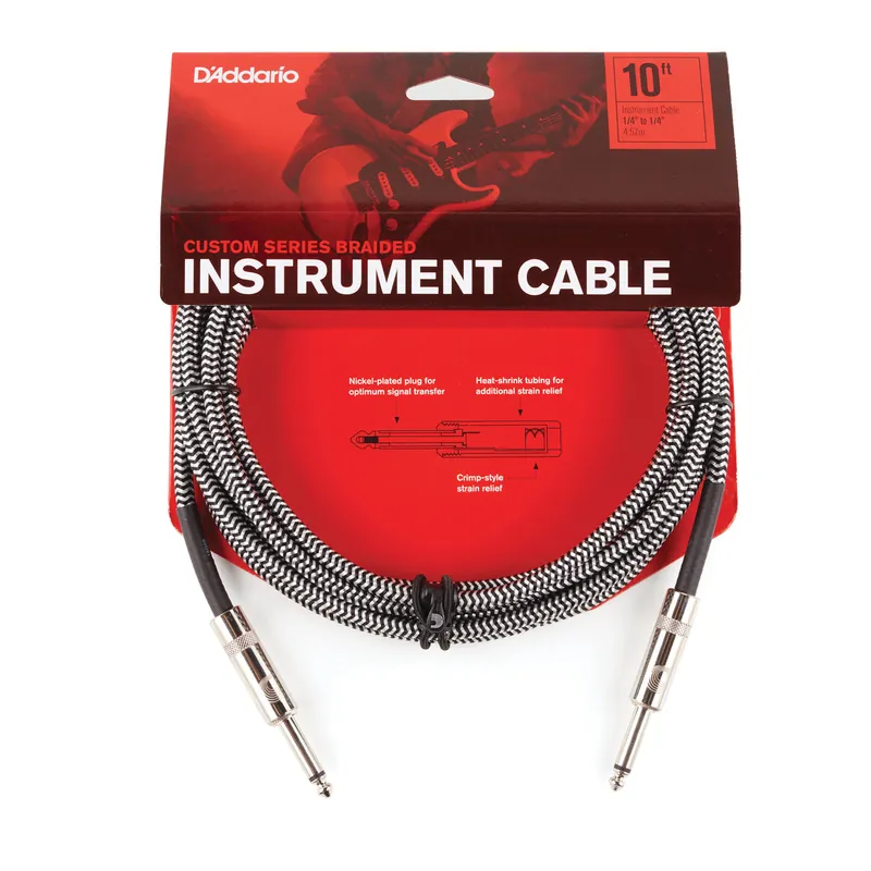 D'Addario Custom Series Braided 10' Instrument Cable, Grey Factory Price