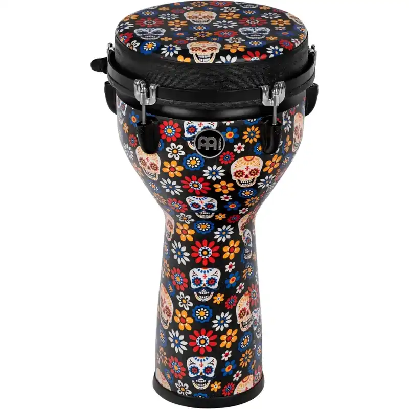 MeinlJumbo Series 10'' Synthetic Djembe with Designer Head - Day of the Dead Worldwide Shipping
