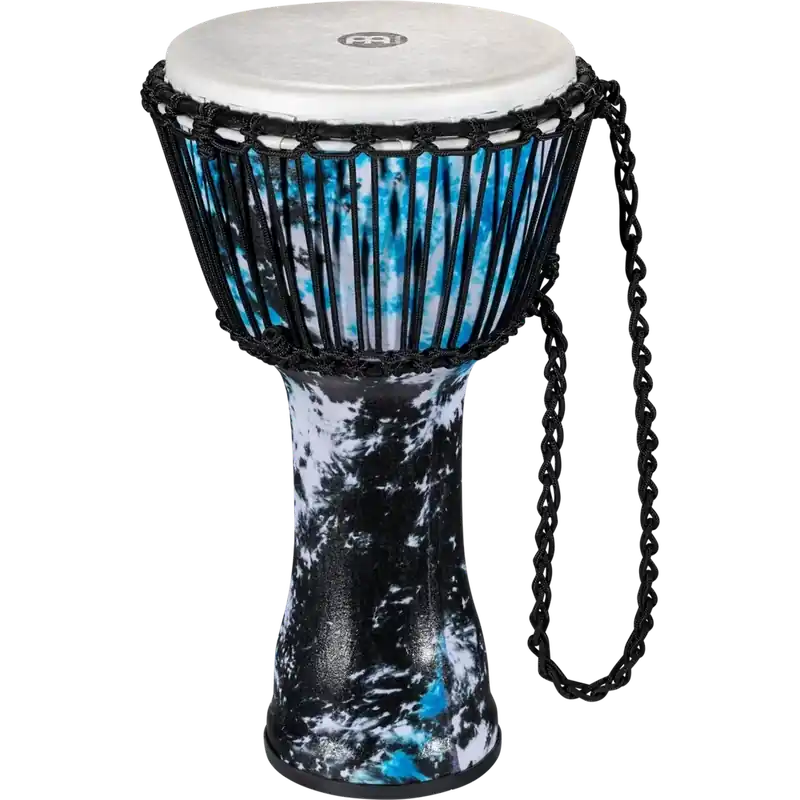MeinlPADJ8-M-F Travel Series 10'' Djembe w/Synthetic Head - Galactic Blue Tie Dye Buy Direct