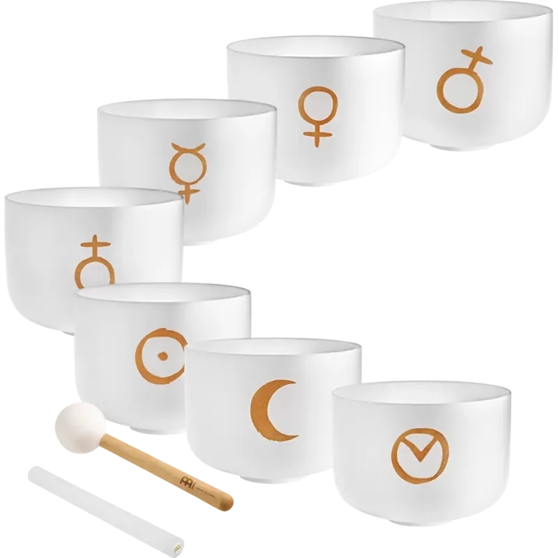 Crafted MeinlPlanetary Tuned Crystal Singing Bowls - Chakra Set