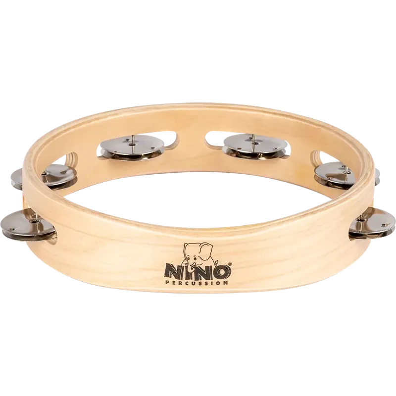 Nino PercussionSingle Row Wood Tambourine - 8'' Worldwide Shipping