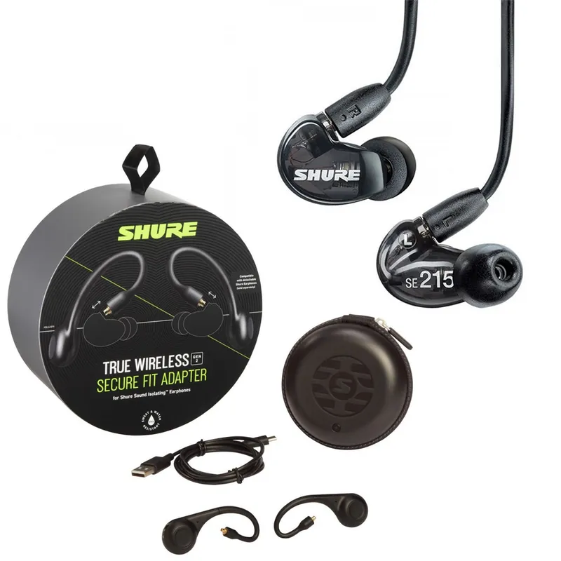 Shure SE215 Sound Isolating Earphones with True Wireless - Black High Quality