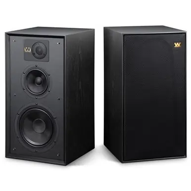 Wharfedale Linton 85th Anniversary Bookshelf Speakers (Black Oak, Matched Pair) **OPEN BOX** Premium