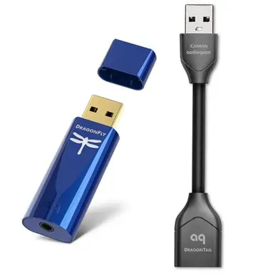 Original AudioQuest DragonFly Cobalt USB DAC/Headphone Amplifier with DragonTail USB 2.0 Extender