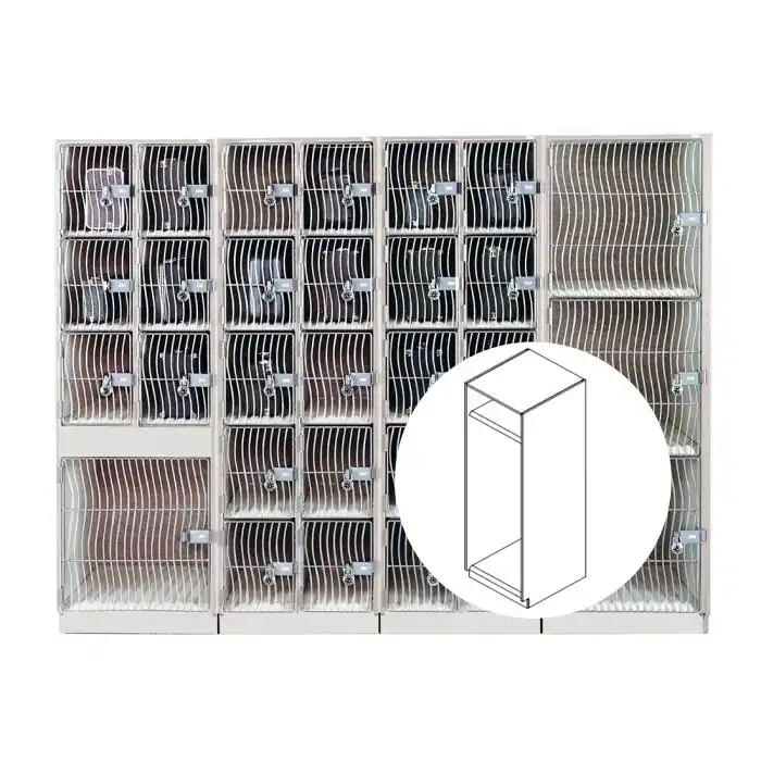 Shop Now WengerAcoustiCabinet with Top Compartment and Waterfall Grille Door - Oyster