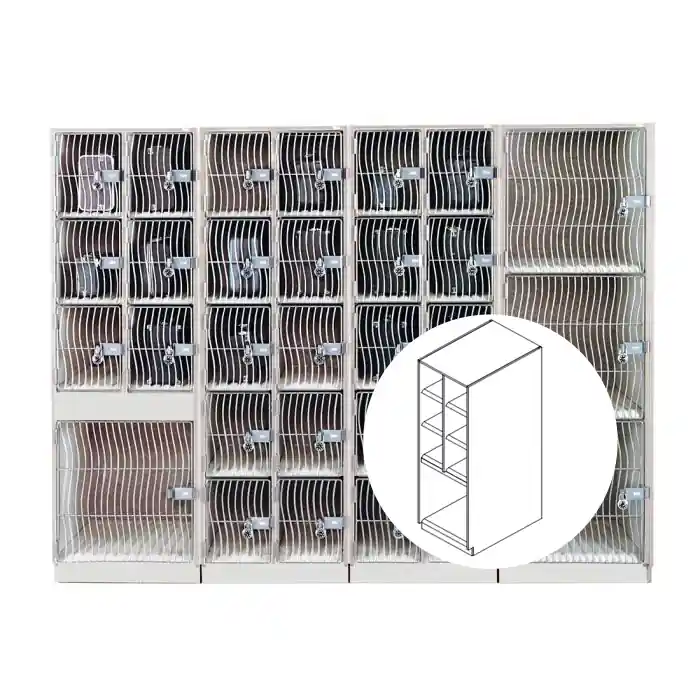 WengerAcoustiCabinet with 6 Large Compartments, Bottom Compartment and Waterfall Grille Door - Oyster Free Shipping