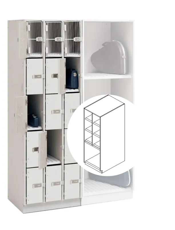 Brand New WengerUltraStor Cabinet with 6 Wide Compartments, 1 Large Compartment and Grille Doors - Oyster